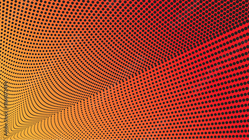 Warm Yellow Red Abstract Wave Halftone Gradient Background