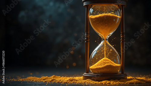 hourglass on black background