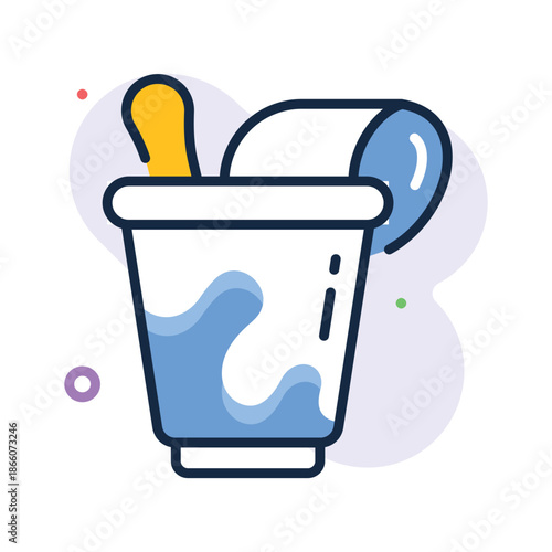 A customizable flat outline icon of yogurt dairy food, premium vector