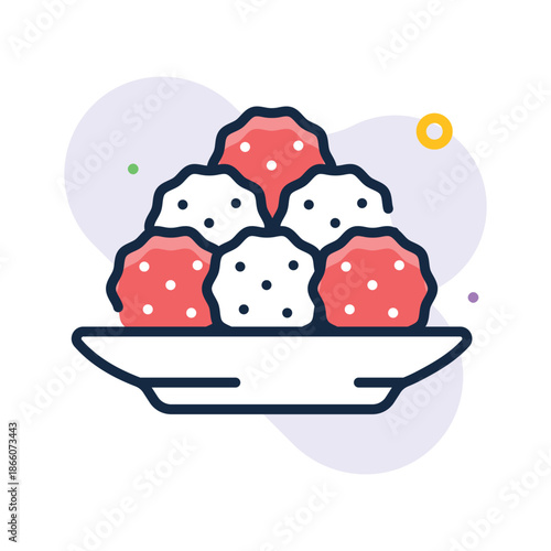 Well crafted flat outline icon of meatballs cooked dish, trendy vector