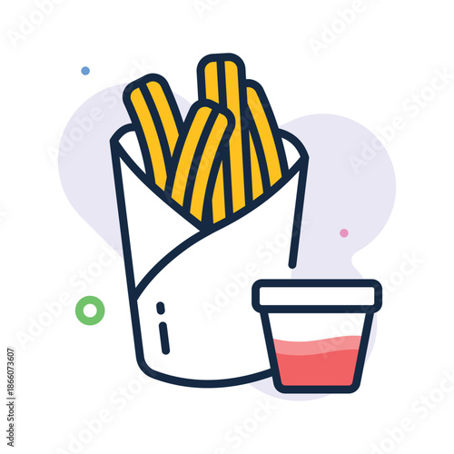 Premium flat outline icon of churros dessert snack