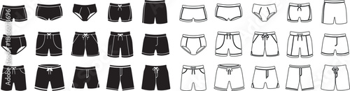 Set of Men's and Women's Underwear and Shorts Vector Templates and Icons isolated PNG with Transparent Background