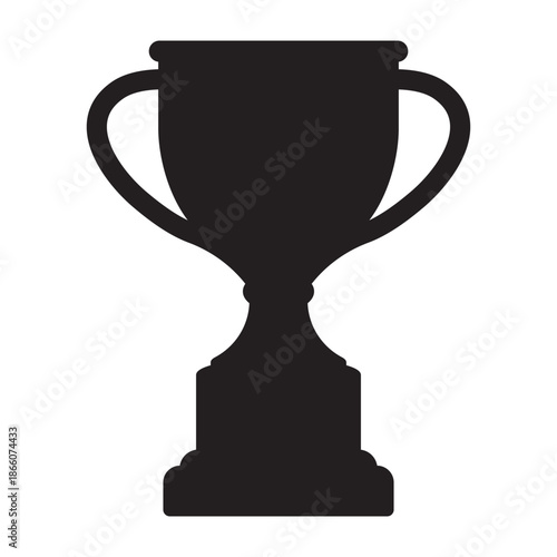 Black Silhouette Trophy Icon, Award, Victory and Achievement Symbol
