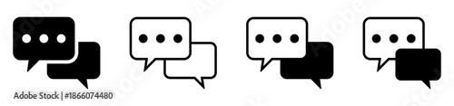 Chat Speech Bubble Icons Set, Messaging, Communication and Conversation Symbols
