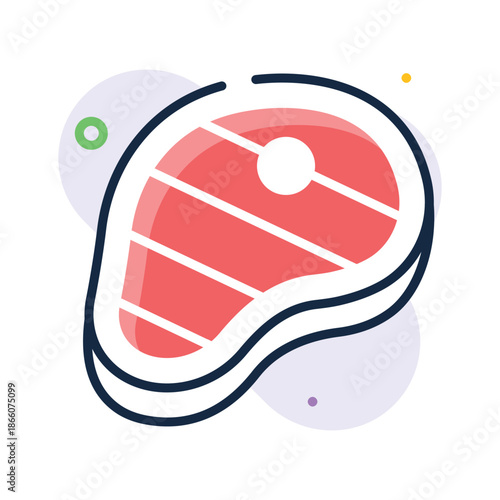 Here is a modern flat outline icon of grilled meat, beef steak