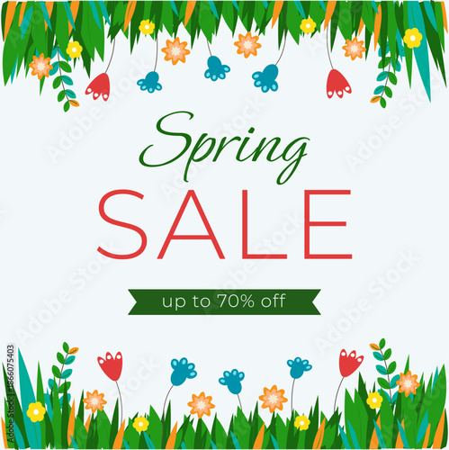 Spring sale banner with flowers