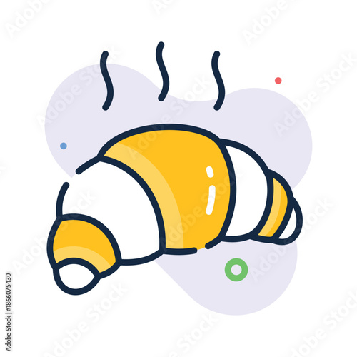 Easy to edit flat outline icon of croissant bakery food