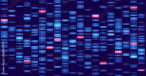 Genomic data visualization. Abstract DNA sequencing and genome mapping graphics. Scientific concept for medical research, biotechnology, and genetic testing. Vector illustration.