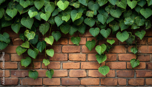 brick wood leaves background. with copy space