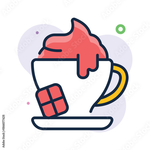 Well crafted flat outline icon of hot chocolate drink