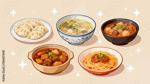 Five dishes of Chinese cuisine
