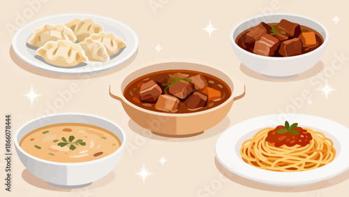 Assorted dishes on table