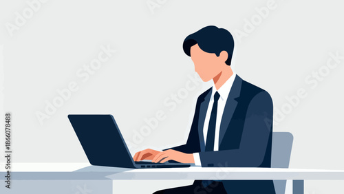 Businessman working on laptop
