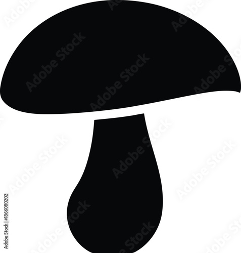 Black and white mushroom silhouette illustration vector set white background