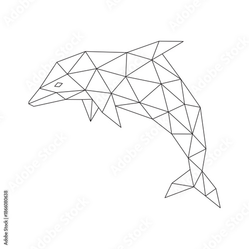 Polygonal line art of dolphin vector