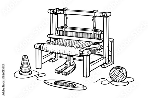 Traditional loom and tools for weaving