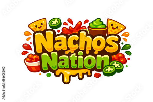 Colorful nachos snack design with cheese and peppers