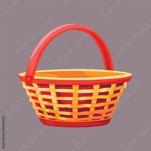 Wicker basket set illustration. Handwoven storage baskets vector