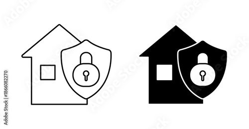 Home Security Icon with Smart Protection, Alarm and Surveillance Symbol
