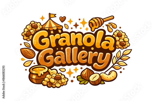 Granola gallery: whimsical hand-drawn nuts and honey design