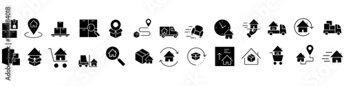 Relocation editable vector icon set. Moving services Illustration sign collection. Moving symbol. shipping logo.