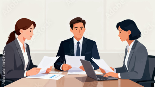 Business meeting with three professionals