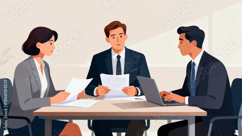 Business meeting with three professionals