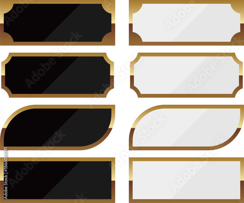 高級感のある長方形フレーム8種セット　ゴールド