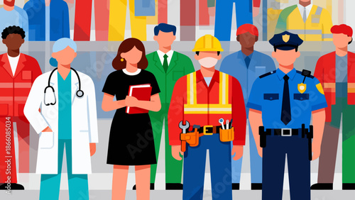 diverse workers in uniforms
