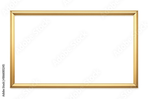 Gold frame with a smooth golden border. Creating an elegant design element with a transparent background