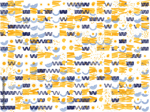 Vibrant geometric patterns in blue and yellow