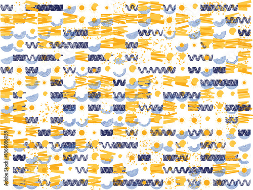 Vibrant wavy patterns in blue and yellow
