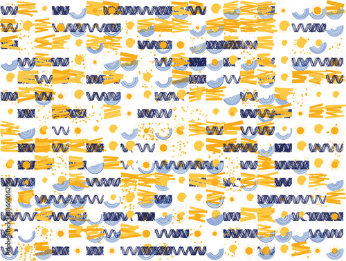 Vibrant wavy patterns in blue and yellow