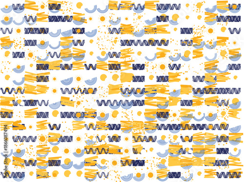 Vibrant wavy pattern with dots and lines