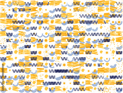Vibrant wavy pattern with yellow and blue accents