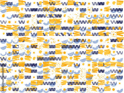 Vibrant geometric patterns in blue and yellow