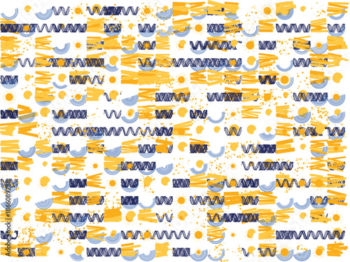 Vibrant geometric pattern with intertwining waves and dots