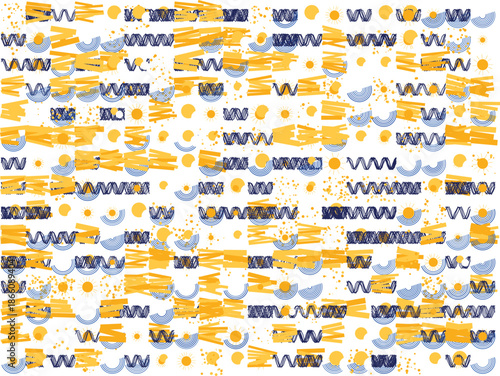 Vibrant wavy lines and dots pattern