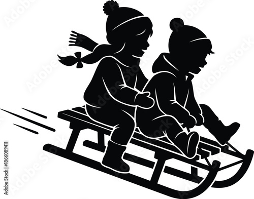 Children enjoying sledding