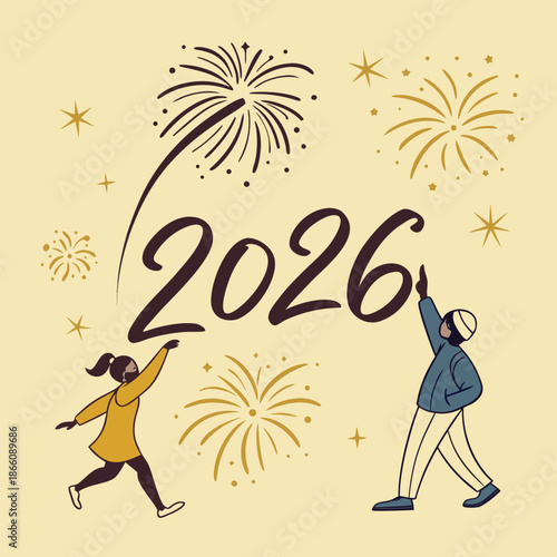 2026 happy new year celebration greeting card. 2026 banner