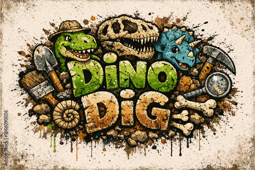 Dino dig adventure: fossil fun with prehistoric pals and excavation tools