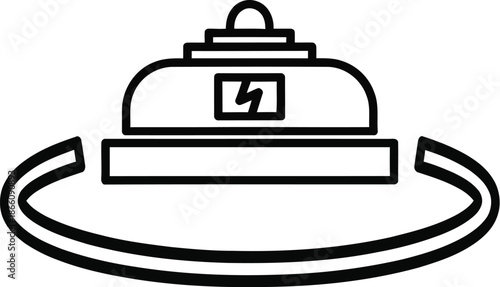 Nuclear Power Plant Station Vector Icon with Cooling Tower and Energy Symbol for Industrial Electricity Generation Renewable Resource Engineering and Infrastructure Design Illustration