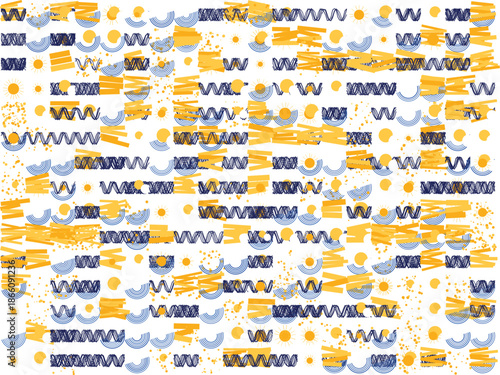 Vibrant wavy lines and circles pattern