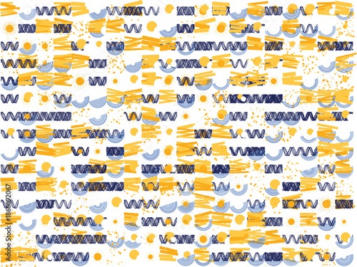 Vibrant geometric patterns in blue and yellow