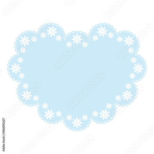 Simple blue flower lace frame, heart tag, label