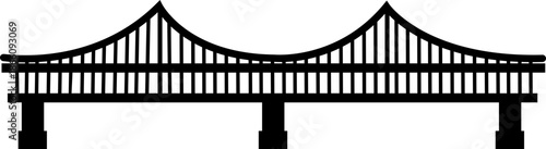 Bridge icon with arch suspension truss viaduct structures in flat style, transportation infrastructure outline illustration for city map UI design