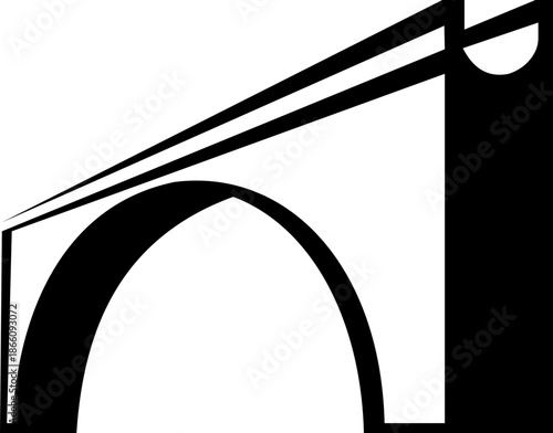Bridge icon with arch suspension truss viaduct structures in flat style, transportation infrastructure outline illustration for city map UI design