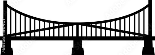 Bridge icon with arch suspension truss viaduct structures in flat style, transportation infrastructure outline illustration for city map UI design