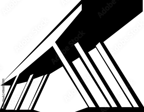 Bridge icon with arch suspension truss viaduct structures in flat style, transportation infrastructure outline illustration for city map UI design