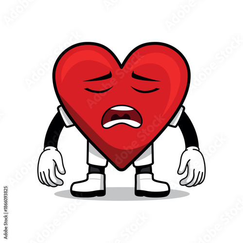 HEART CARTOON WITH EXPRESSION SIGH POSE